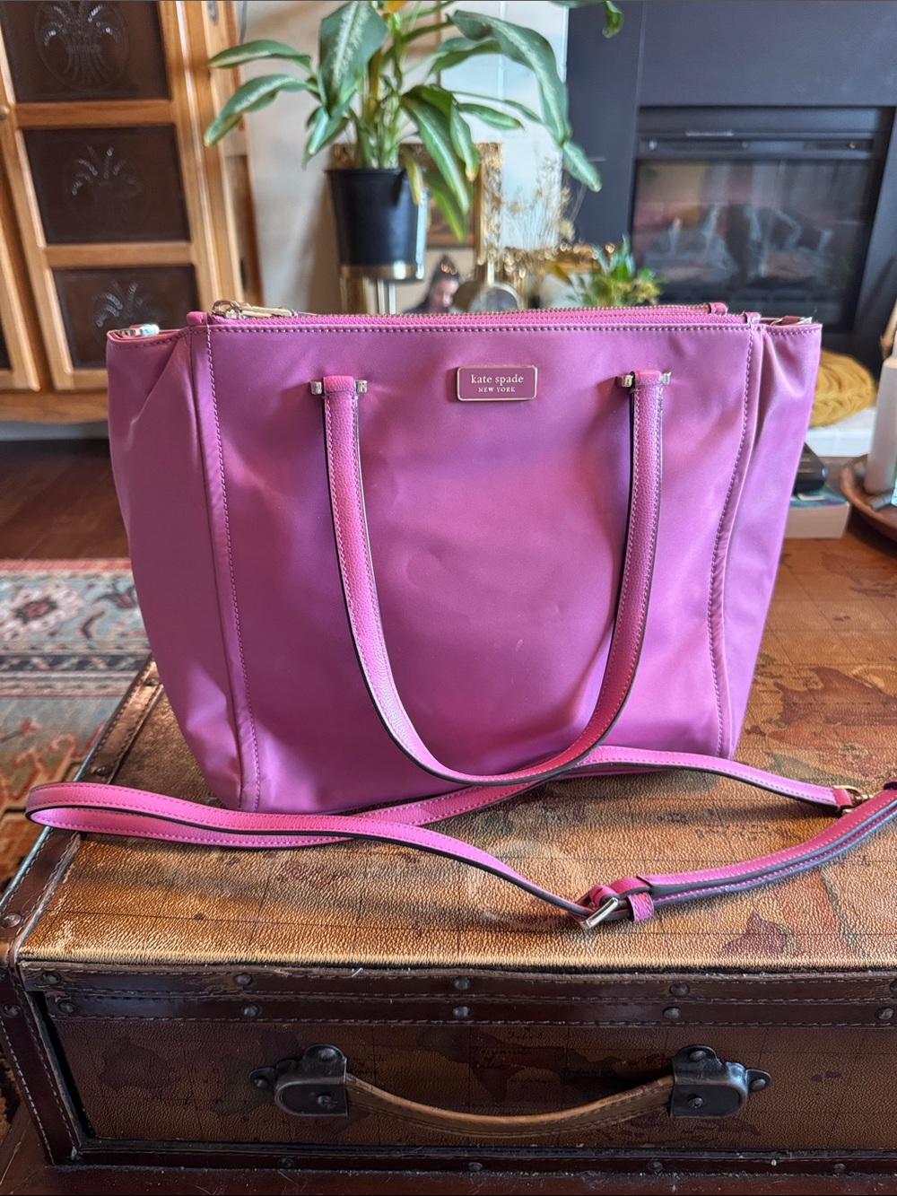 kate spade Bright Pink Nylon Tote with Detachable Strap